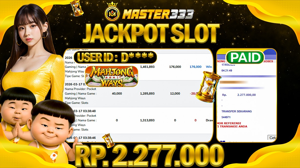 JACKPOT 2.277.000 JUTA DIMASTER333 LANGSUNG DI BAYAR LUNAS